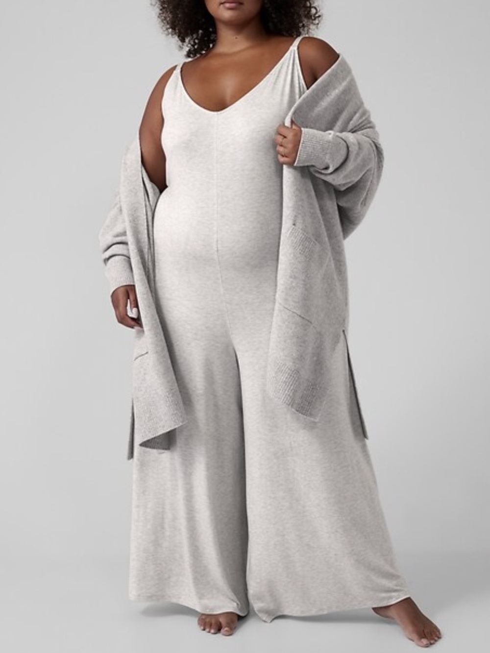 Athleta Heather Grey V-Neck Nightime Bliss Sleep Romper